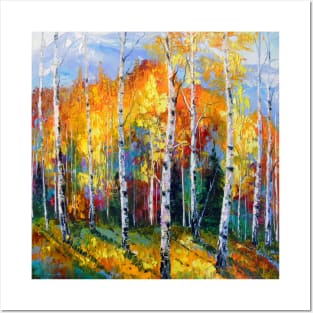 Autumn birches on the edge Posters and Art